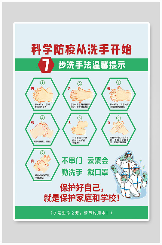 学校七步洗手法宣传海报