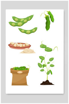 毛豆蔬菜元素插画