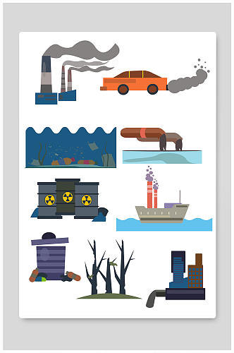 手绘工业废物污染环保插画