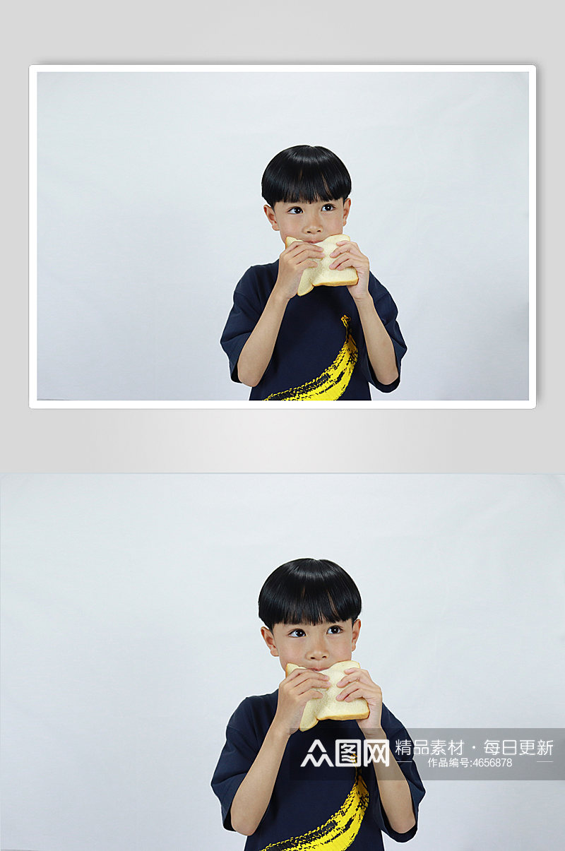 小朋友吃早餐男孩学生儿童节人物摄影照片素材