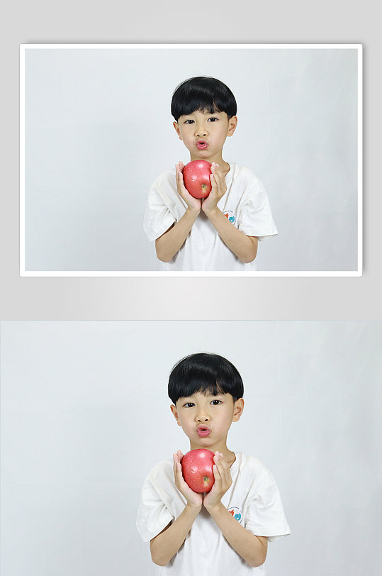 水果苹果男孩学生儿童节人物摄影照片元素