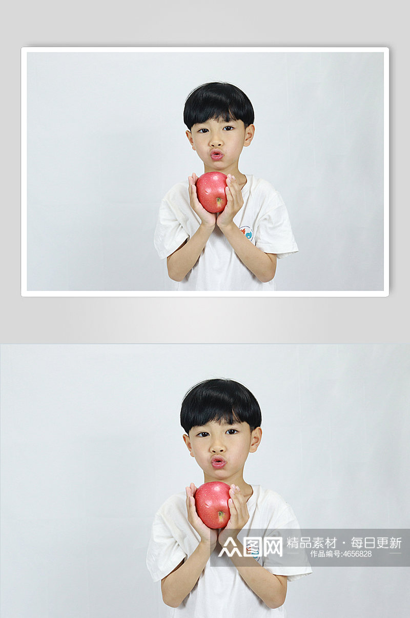 水果苹果男孩学生儿童节人物摄影照片元素素材