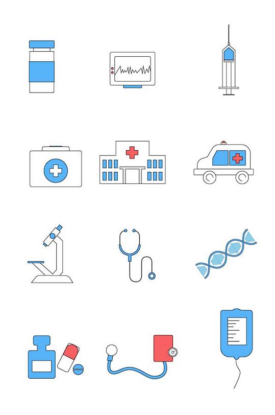 卡通描边矢量医疗设备图标元素
