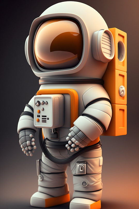 AI数字艺术黄色Q版太空宇宙宇航员模型-众图网