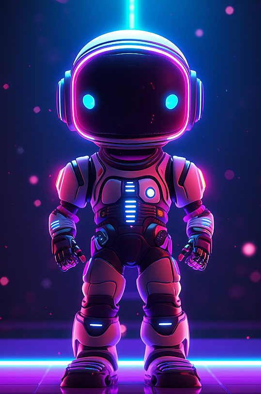 AI数字艺术Q版机器人宇航员模型-众图网