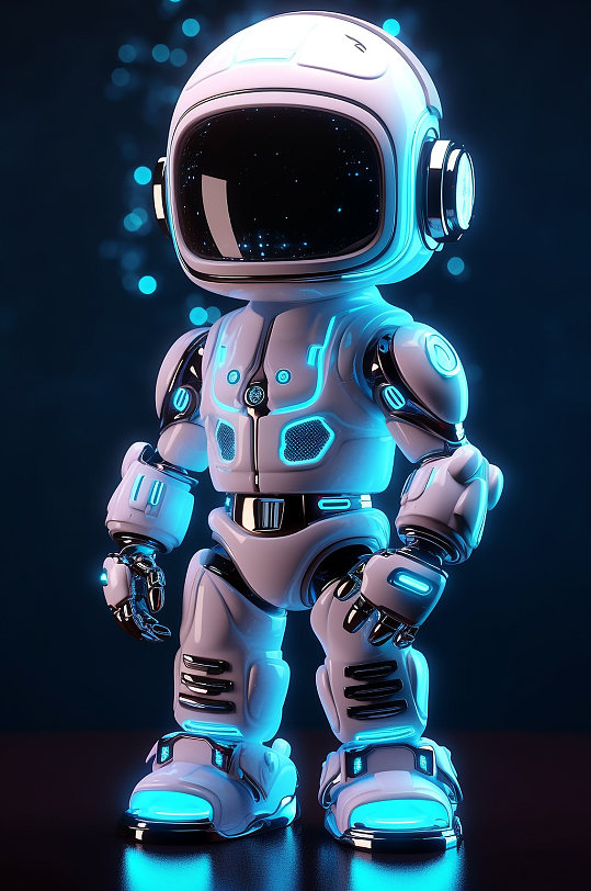 AI数字艺术Q版机器人宇航员模型