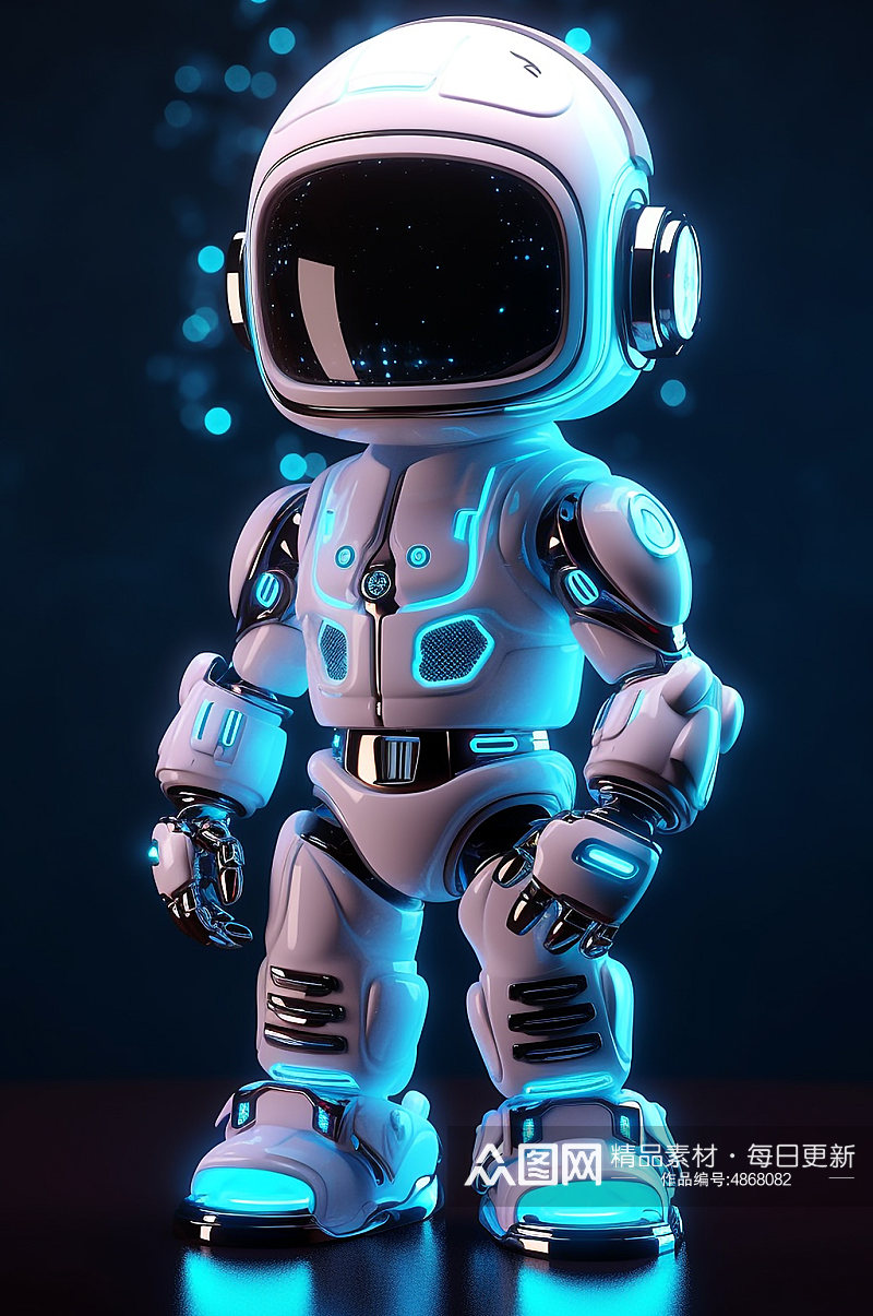 AI数字艺术Q版机器人宇航员模型素材