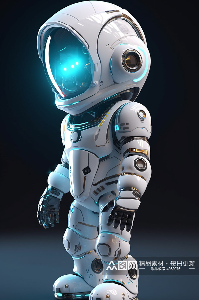 AI数字艺术Q版机器人宇航员模型素材