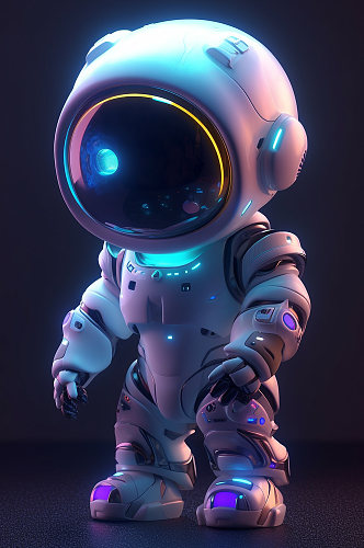 AI数字艺术Q版机器人宇航员模型
