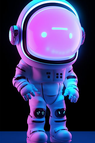 AI数字艺术霓虹Q版太空宇宙宇航员模型