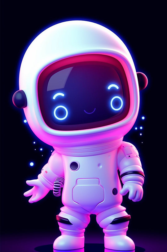 AI数字艺术霓虹Q版NFT太空宇宙宇航员模型-众图网