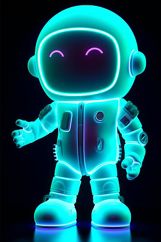 AI数字艺术荧光Q版太空宇宙宇航员模型