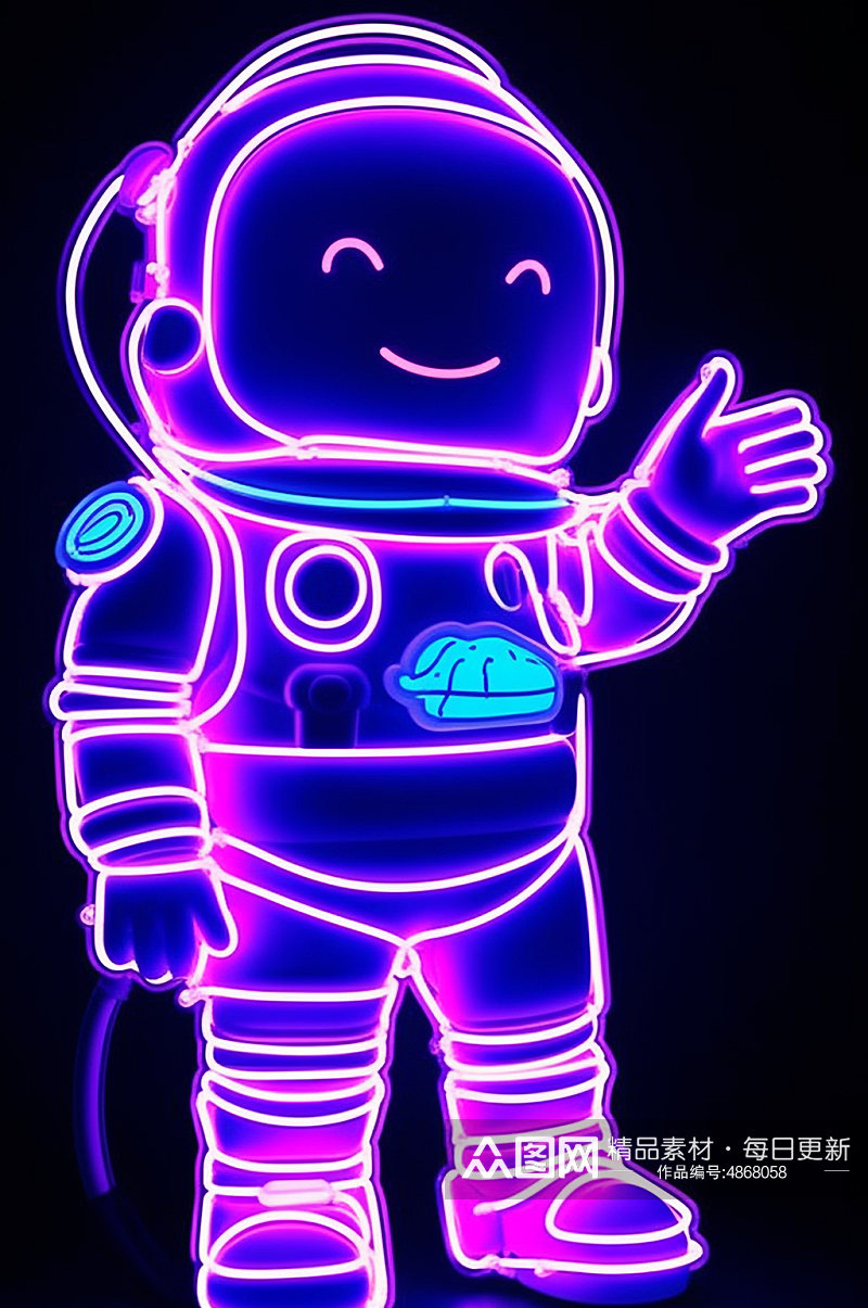 AI数字艺术霓虹Q版太空宇宙宇航员模型素材