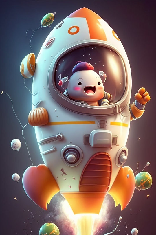 AI数字艺术Q版太空宇宙宇航员模型-众图网