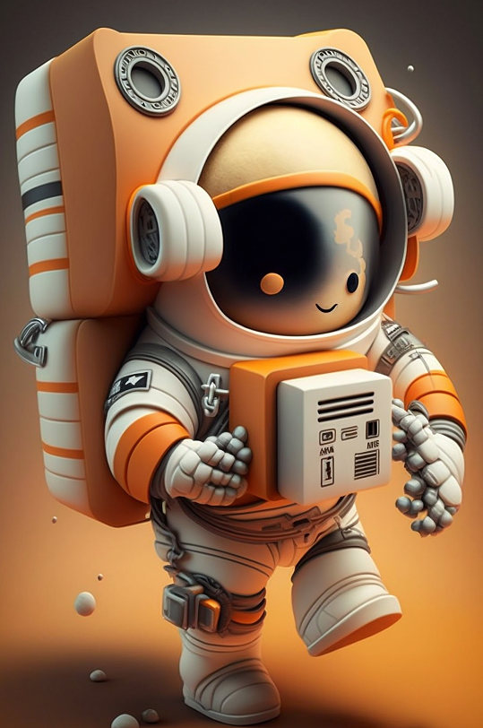 AI数字艺术Q版太空宇宙宇航员模型