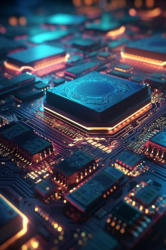 ai数字艺术高科技芯片纳米电路板模型
