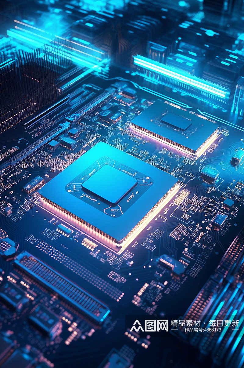 AI数字艺术高科技芯片纳米电路板模型素材