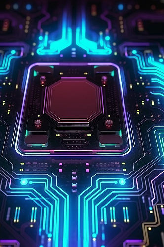 AI数字艺术高科技芯片纳米电路板模型