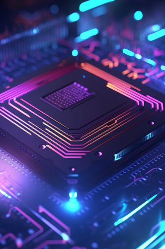 AI数字艺术高科技芯片纳米电路板模型