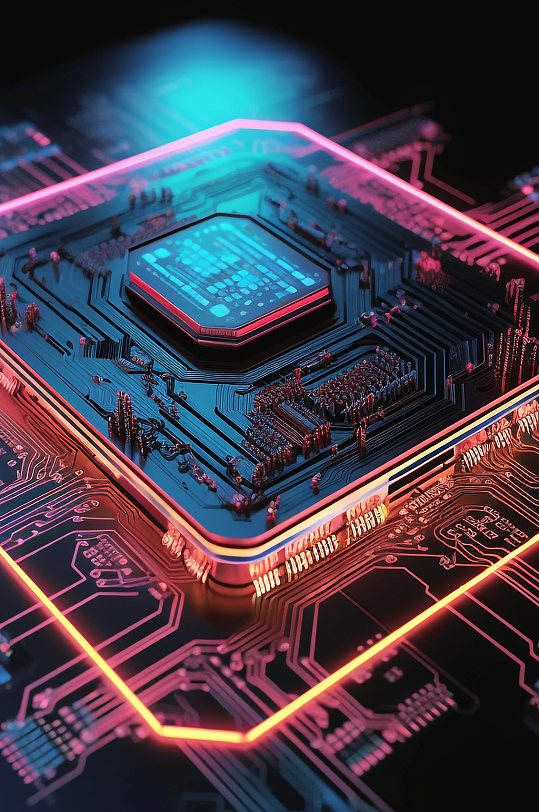ai数字艺术高科技芯片纳米电路板模型