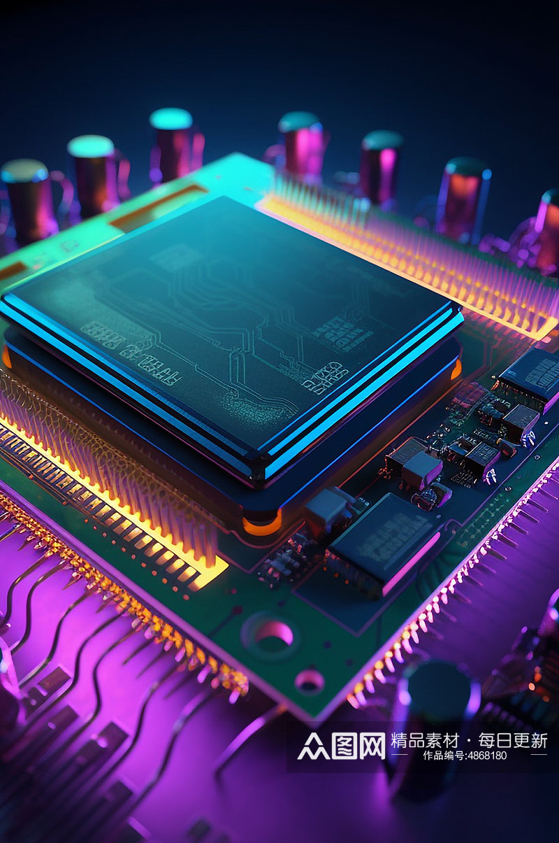 AI数字艺术高科技芯片纳米电路板模型素材