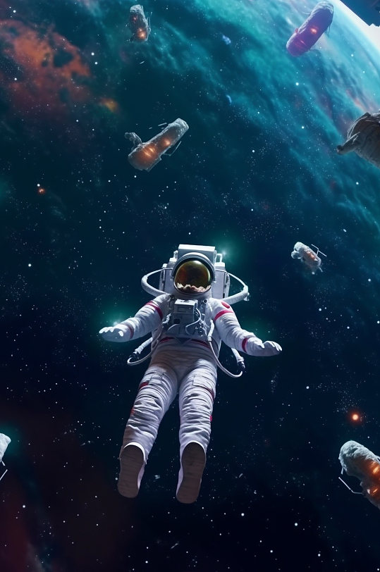 AI数字艺术绚烂宇宙太空宇航员插画-众图网
