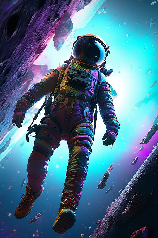 AI数字艺术绚烂宇宙太空宇航员插画-众图网
