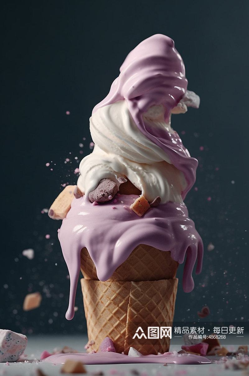 AI数字艺术美味夏日冰淇淋雪糕模型素材