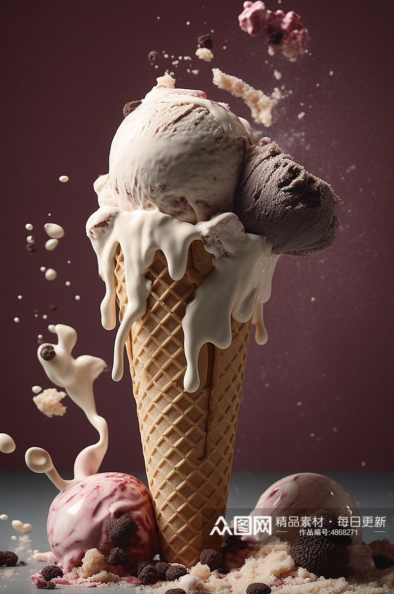 AI数字艺术美味夏日冰淇淋雪糕模型素材