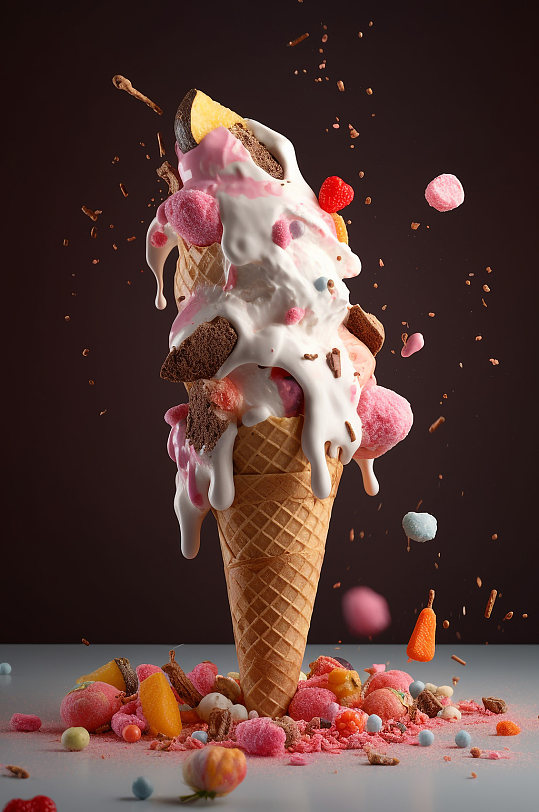 AI数字艺术美味夏日冰淇淋雪糕模型-众图网