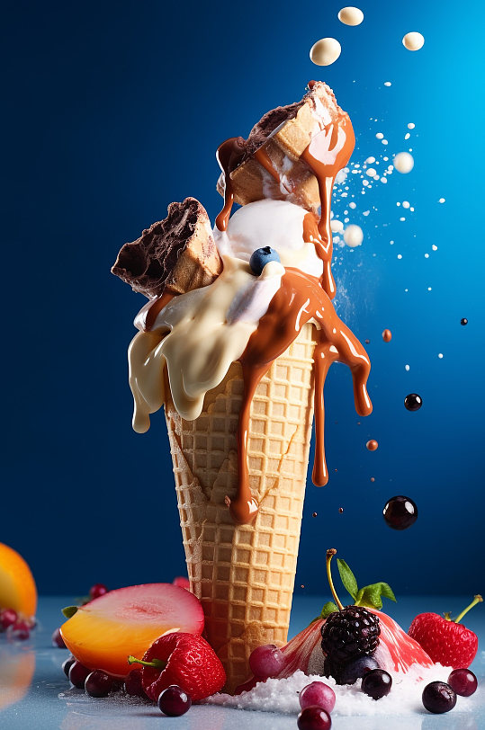 AI数字艺术美味夏日冰淇淋雪糕模型-众图网