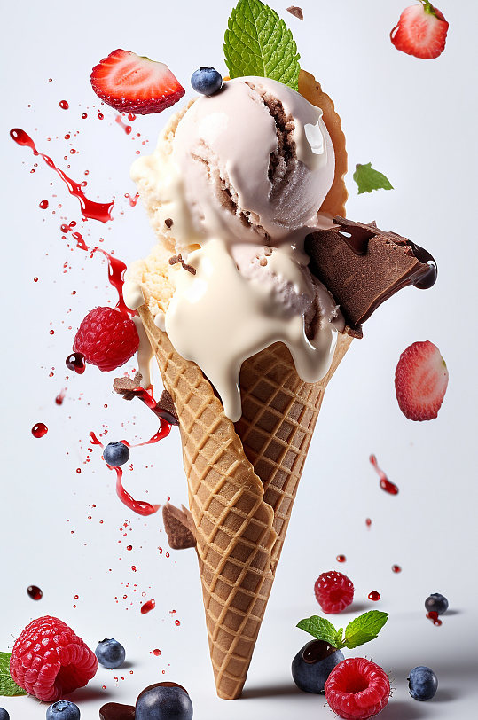 AI数字艺术美味夏日冰淇淋雪糕模型-众图网