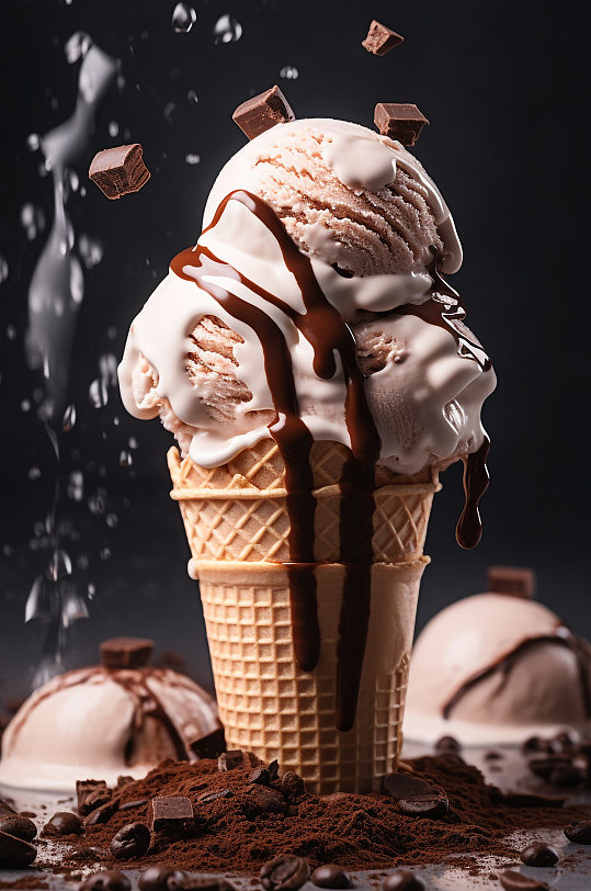 AI数字艺术美味夏日冰淇淋雪糕模型-众图网