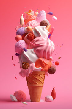 AI数字艺术美味夏日冰淇淋雪糕模型