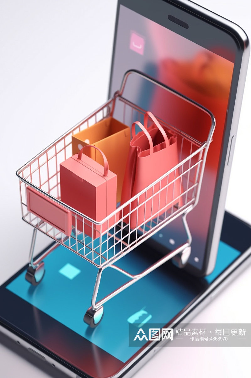 AI数字艺术电商网购手机购物模型素材