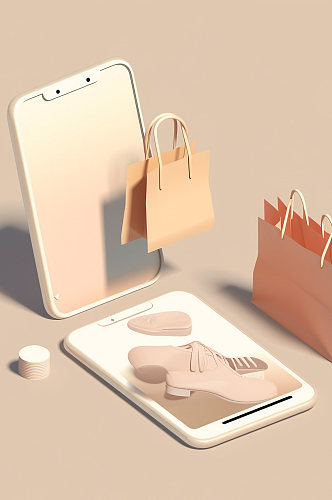 AI数字艺术黄色电商网购手机购物模型