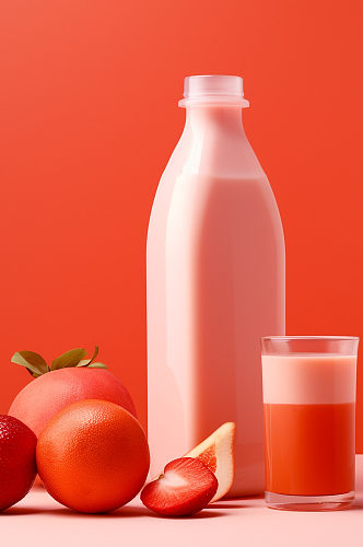 AI数字艺术水果奶茶番茄汁饮品摄影图