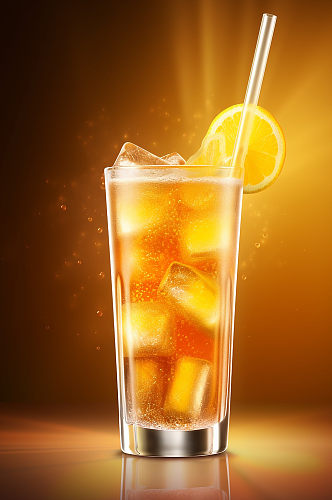 AI数字艺术水果柠檬茶奶茶饮品摄影图