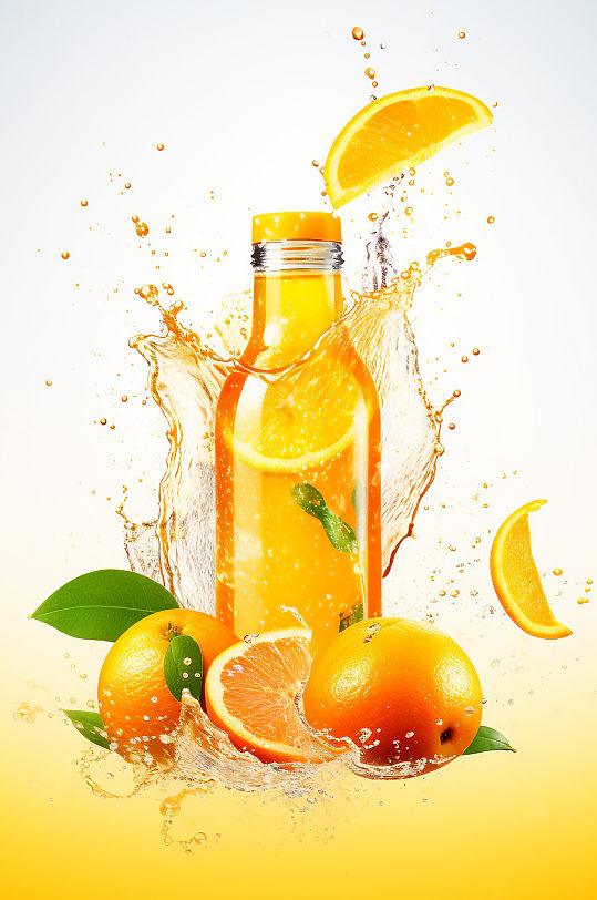 AI数字艺术夏季水果柠檬茶橙汁奶茶饮品摄影图