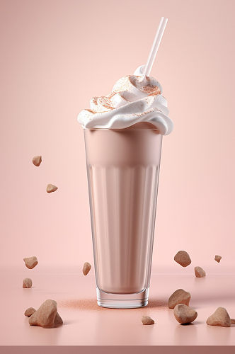 AI数字艺术雪顶奶茶饮品摄影图