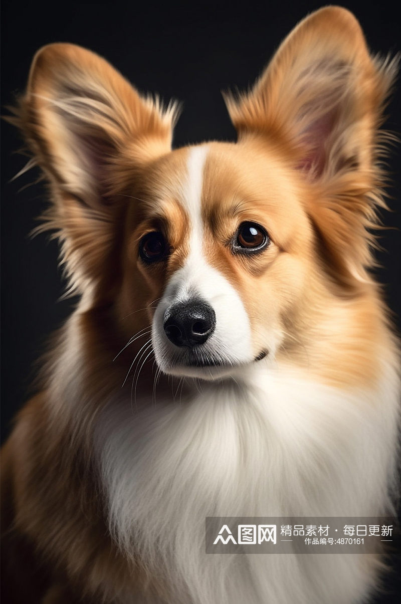 AI数字艺术威尔士柯基真实动物宠物狗模型素材
