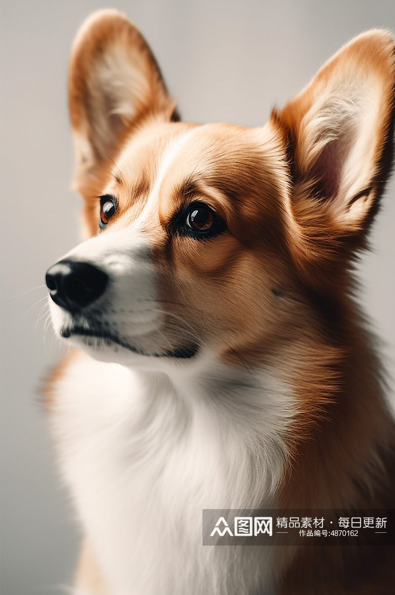 AI数字艺术威尔士柯基真实动物宠物狗摄影图素材