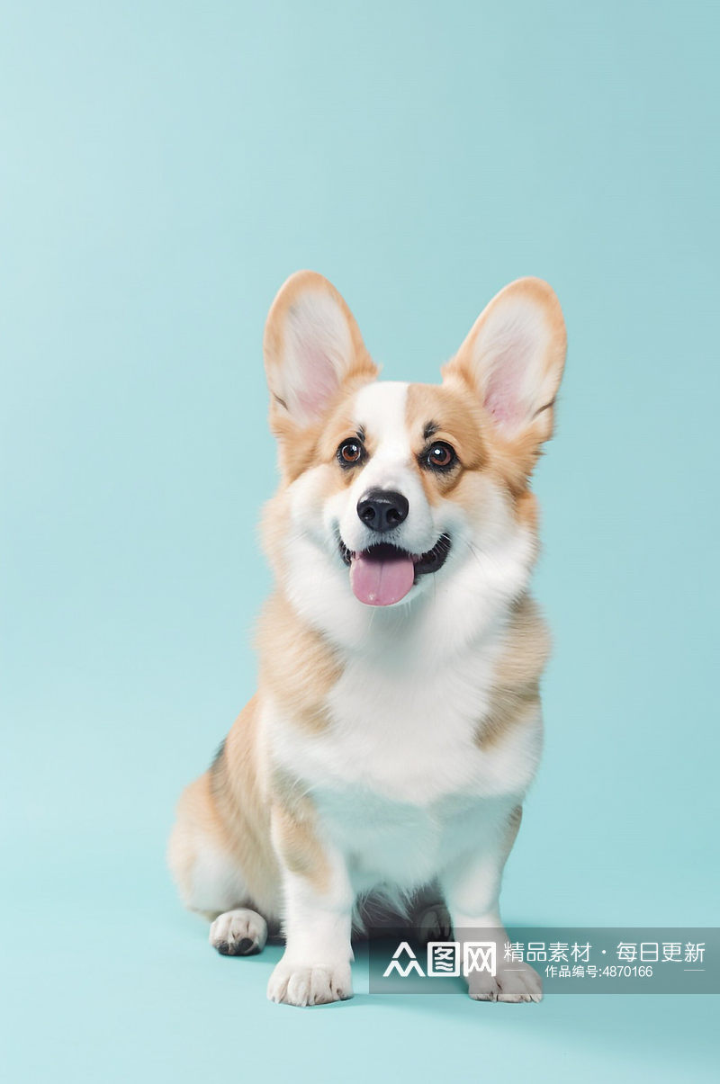 AI数字艺术威尔士柯基真实动物宠物狗狗摄影图素材