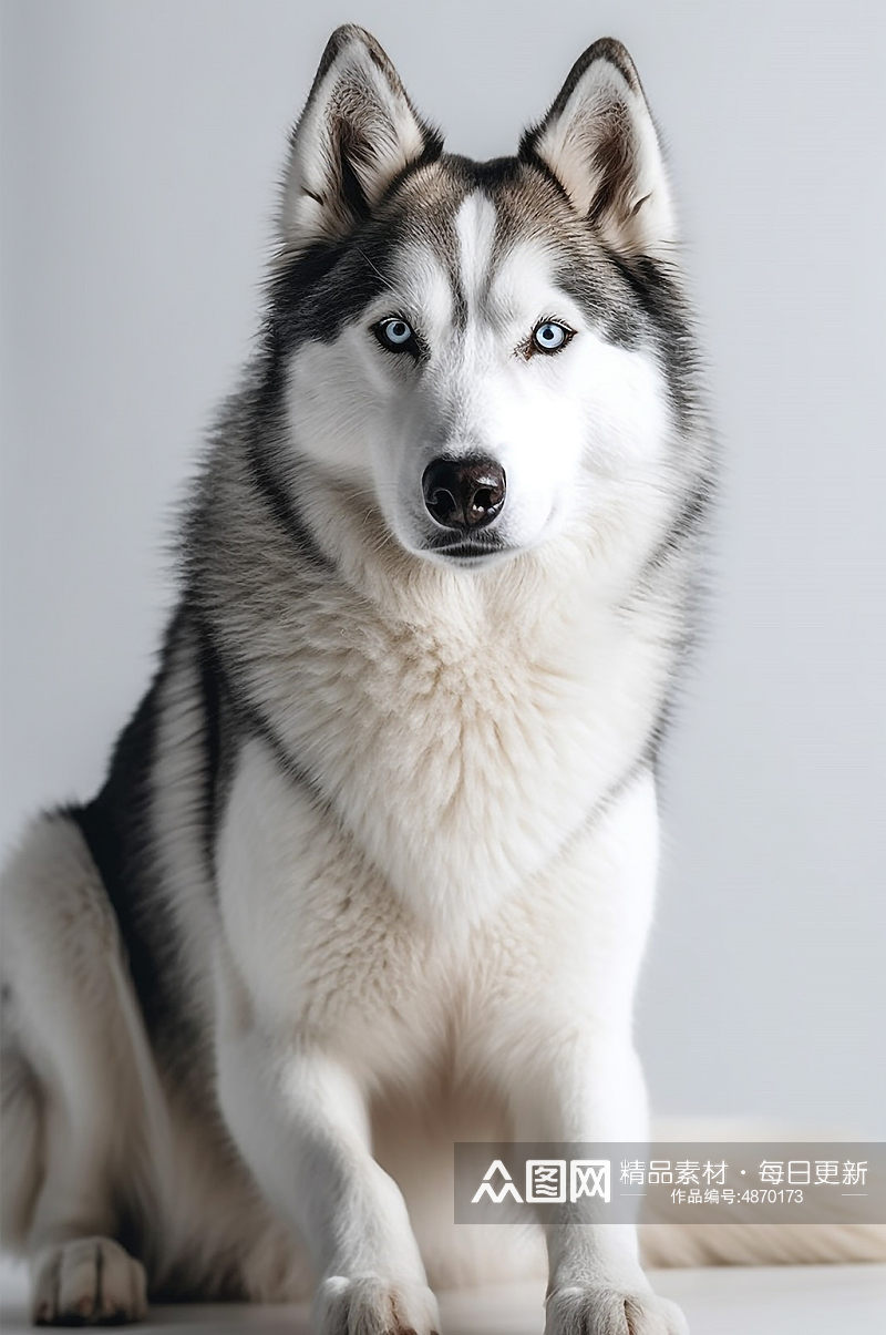 AI数字艺术哈士奇真实动物宠物狗狗摄影图素材
