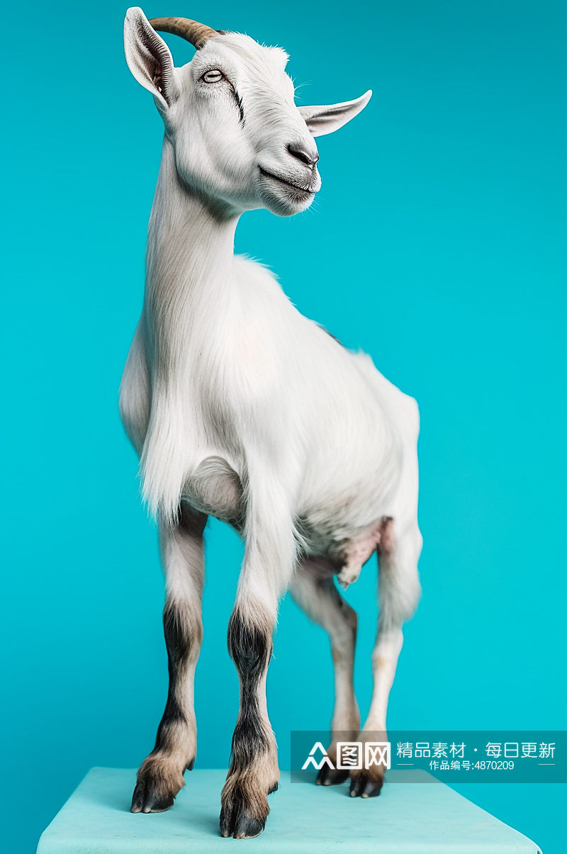 AI数字艺术山羊羊羔夏羊动物摄影图素材