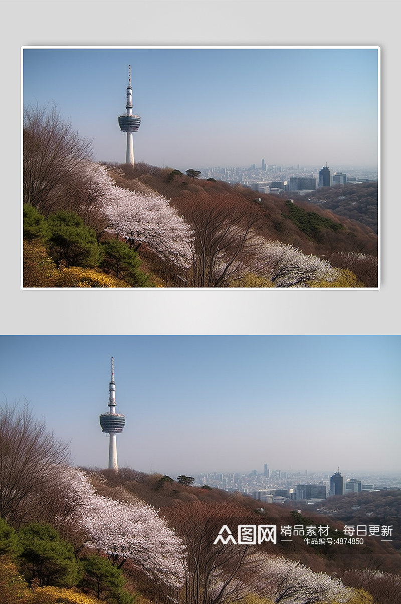 AI数字艺术韩国首尔南山公园景点摄影图片素材
