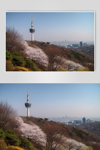 AI数字艺术韩国首尔南山公园景点摄影图片