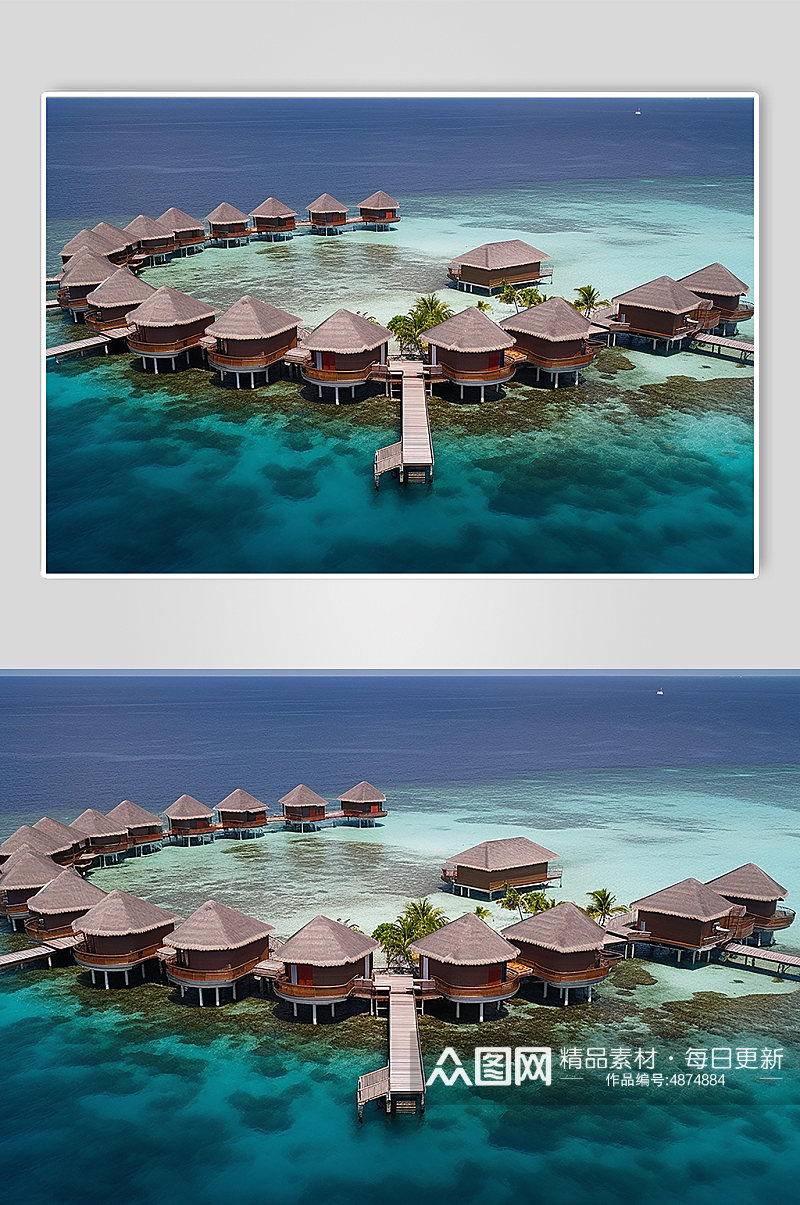 AI数字艺术旅游马尔代夫航拍风景摄影图素材