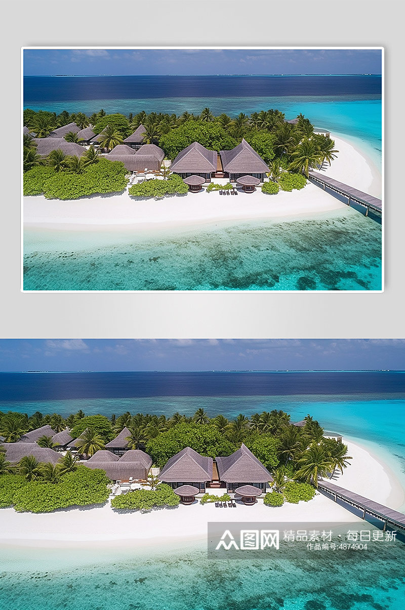 AI数字艺术境外旅游马尔代夫风景摄影图素材