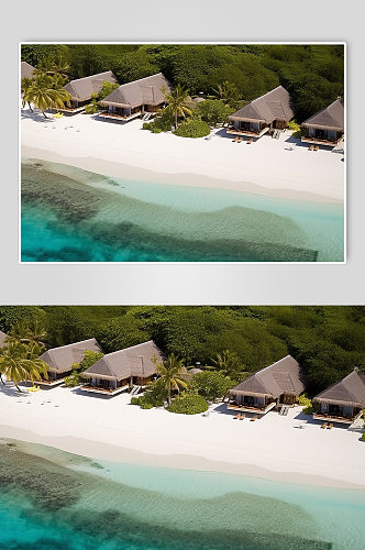 AI数字艺术境外旅游马尔代夫风景摄影图
